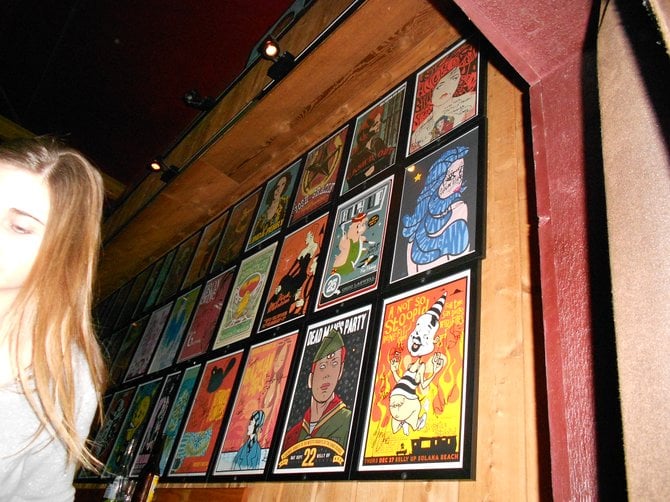 Colorful wall at Belly-Up Tavern.