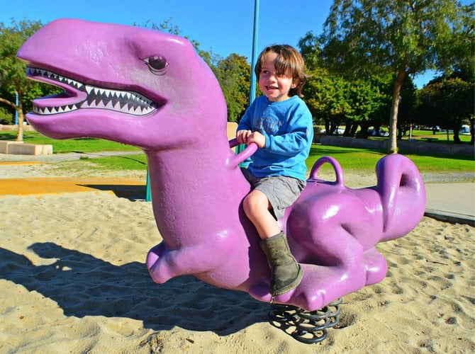 My son playing at Pepper Grove Park, in Balboa Park.