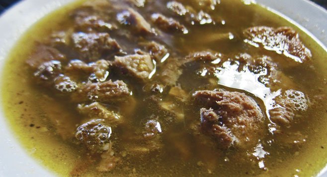 Cabeza en su Jugo — a cow head slowly simmered to create a soup.