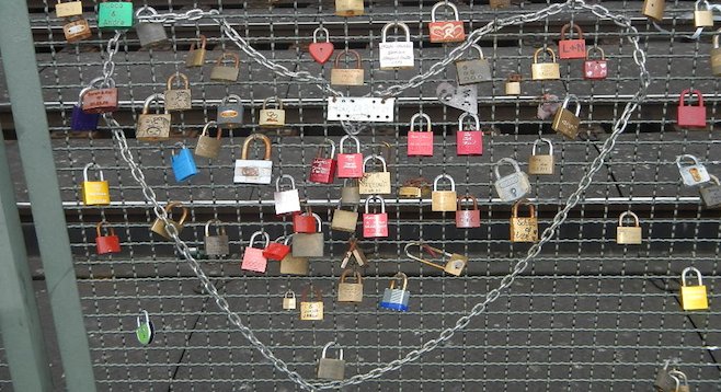 Love locks on Cologne's Hohenzollern Bridge.