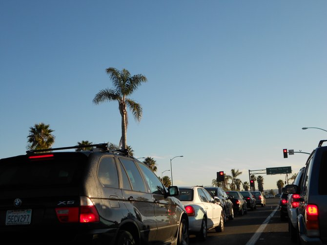 Heading towards Interstate 8 East from Ocean Beach during morning rush hour.