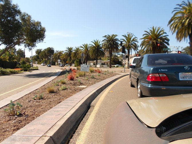 Commuting on the road that leads to Cabrillo Monument and Pt. Loma Nazarene University in Point Loma.