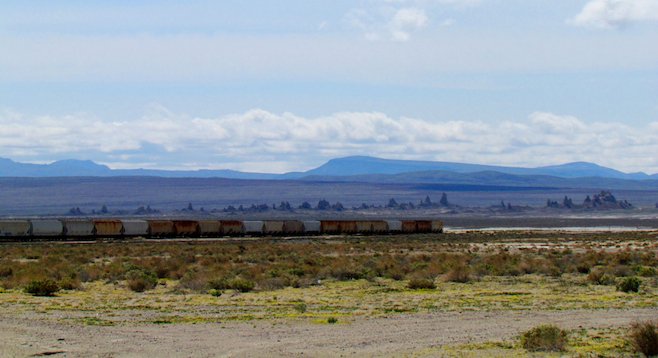 Abandoned boxcars near the Mojave's "Cathedral City."