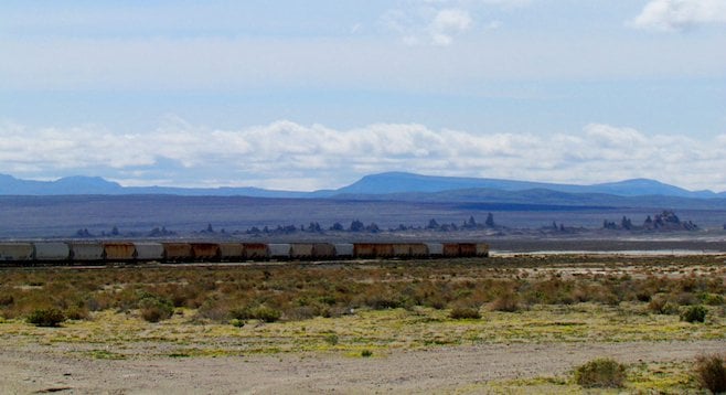 Abandoned boxcars near the Mojave's "Cathedral City."