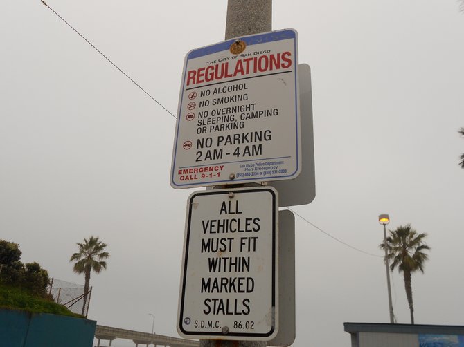 Rules & regulations of parking in Pier parking area at foot of Newport Ave.