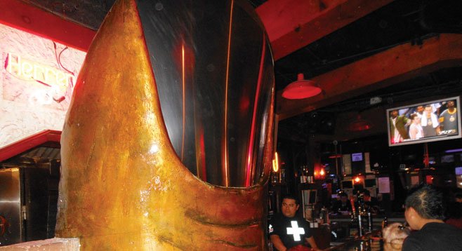 Eccentric? Uh, yes. The fireplace/chimney at the end of the bar is shaped like a thumb.