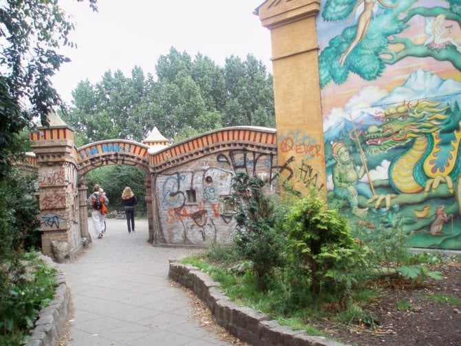 Entering the community of Christiania in Copenhagen, Denmark