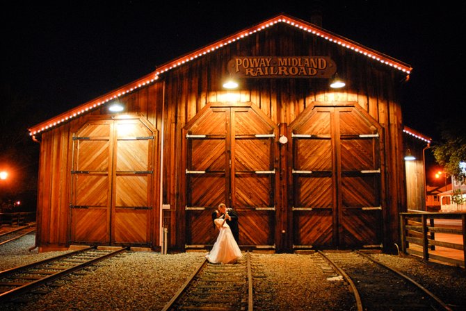 At the Old Poway Park. Dancing on the tracks at our wedding.