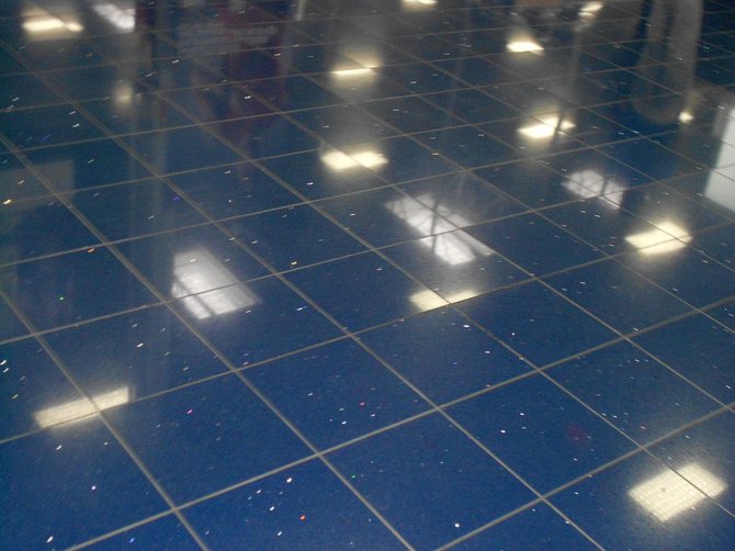 Pretty, sparkly flooring at Best Buy on Mission Center Rd.