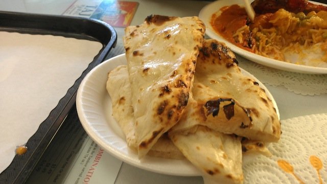 Naan is made fresh for each buffet order.