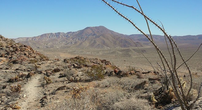 Bill Kenyon Overlook Trail with Pinyon Mountains and Mescal Bajada in background