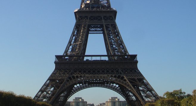 First and second levels of the Eiffel Tower, accessible by stairs; you can only get to the top by elevator.