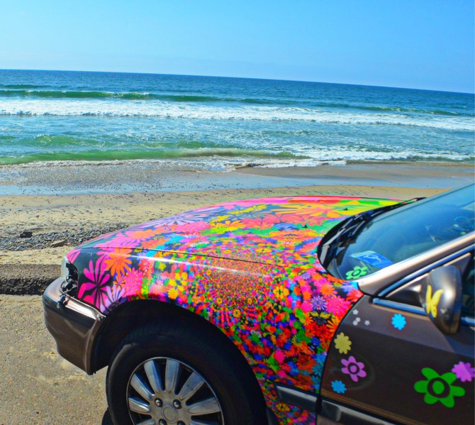 Funky car parked at Torrey Pines Beach