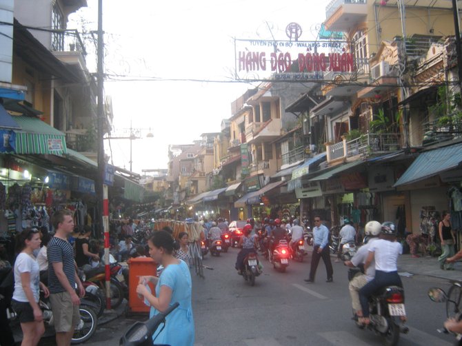 The busy Hang Dao shopping district in Hanoi.