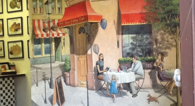 The Old Town Eatery’s murals include a pretty darned convincing Parisian scene.