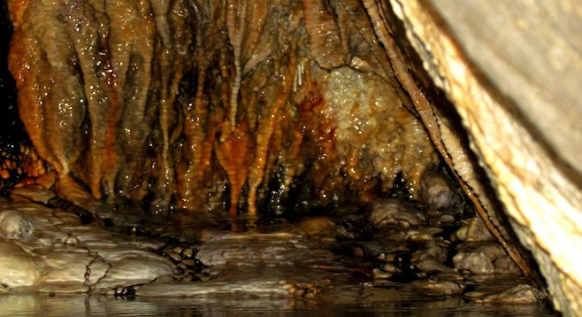 Stalagmites dripping in La Jolla's Sunny Jim, California's only known land-access sea cave.