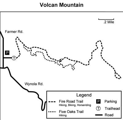 Map to Volcan Mountain Wilderness Preserve