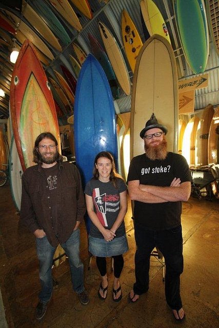 Ed Lewis, Petra Kavanagh & Pierce Kavanagh, creators of the San Diego Surf Film Festival. (Photo credit: Mark Bromley.)
