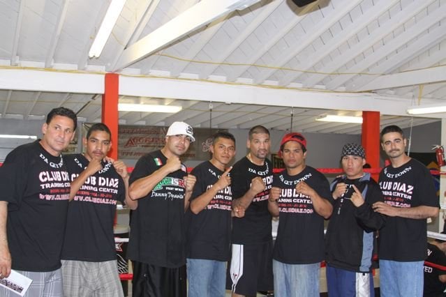 Mark Diaz, far left, at the boxing gym before things went bad.  Evidence photo.