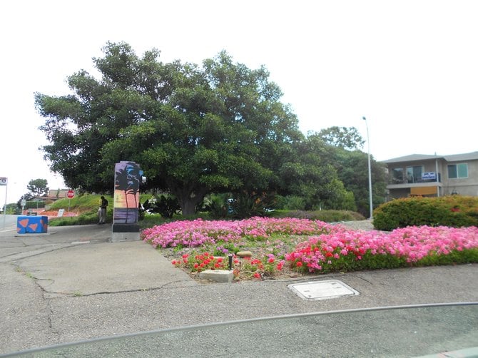 Colorful corner of busy Nimitz Blvd. & West Pt. Loma Blvd. in Ocean Beach.