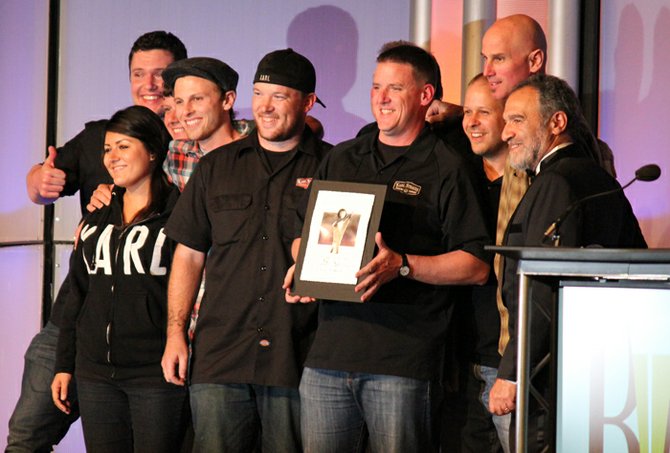 The team from The Lost Abbey take the stage to receive one of their two awards of the evening.