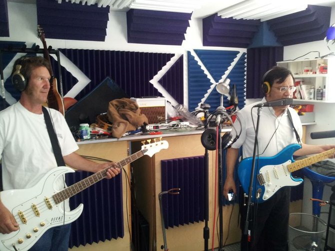(MS in the studio, w/ Tim Blankenship and Bart Mendoza - courtesy Kevin Donaker-Ring/Facebook)
