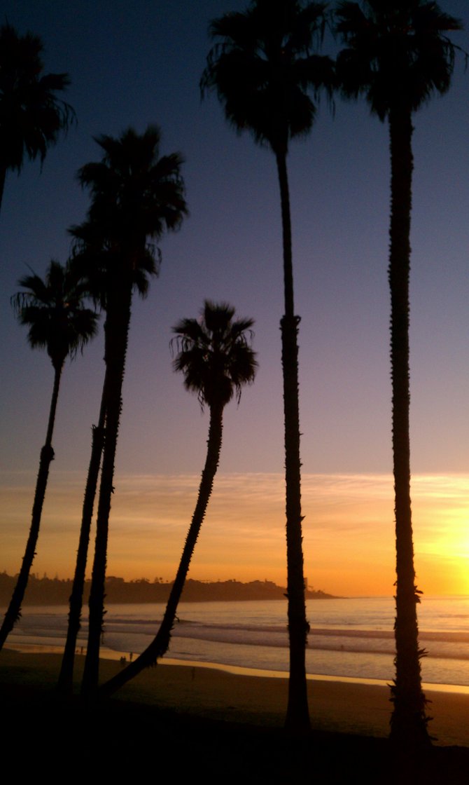consistently unforgettable sunsets, swaying palms , climate,  ocean aromas. 
San Diego, no place like home.
