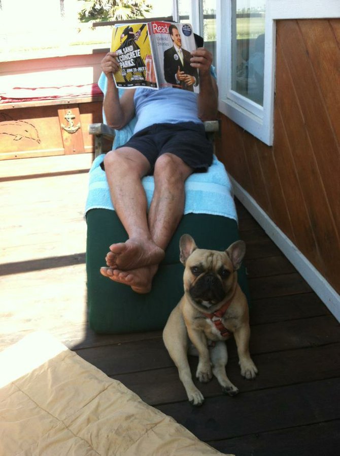 just another day at Imperial Beach with a good read and Oliver