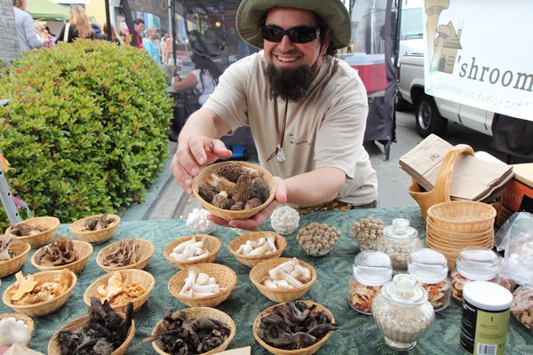 Mushrooms that look more like artwork than fungi. Kenny “the Mushroom Man” sells them at six local farmers’ markets.