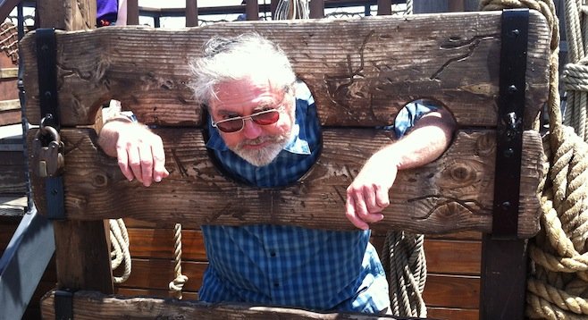 Dad in the stocks