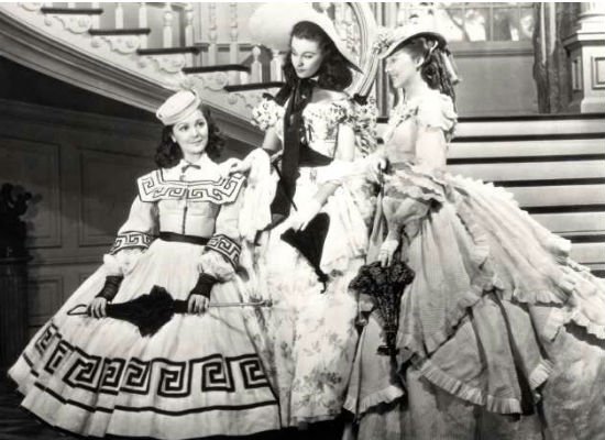 Ann Rutherford, Vivien Leigh, and Evelyn Keyes as Carreen, Scarlett, and Suellen O'Hara in "Gone With the Wind" (1939).