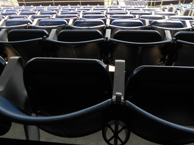 Seats in the plaza section of Qualcomm Stadium.