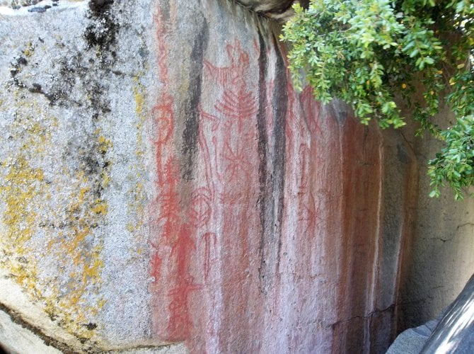 Pictographs(rock paintings) left by the Mono Indians at Hospital Rock, Sequoia National Park.