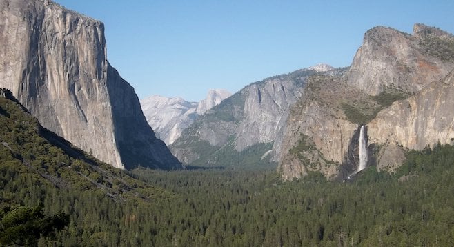 California's finest: Yosemite Valley and Bridalveil Falls from the Tunnel View overlook.  