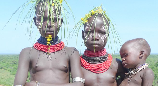 Face to face with the Stone Age: children from the Karo tribe at the Omo River.