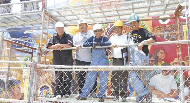  Chicano Park muralists regroup to refresh their 40-year-old works. - Image by Bill Manson