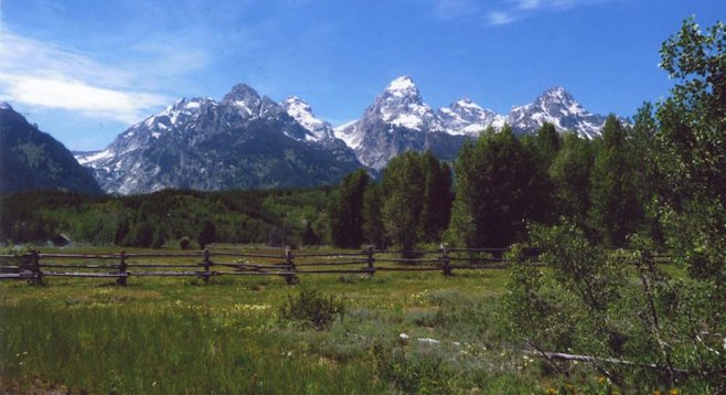 Summertime Wyoming: Grand Tetons from a distance.