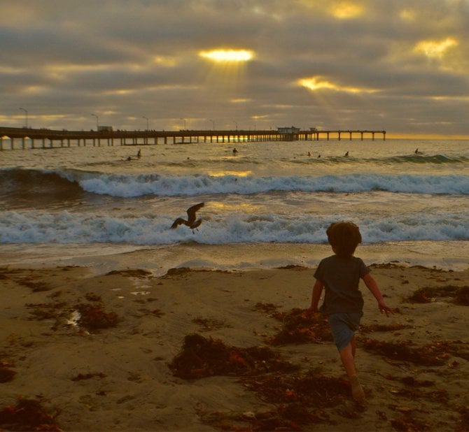 Ocean Beach at dusk.