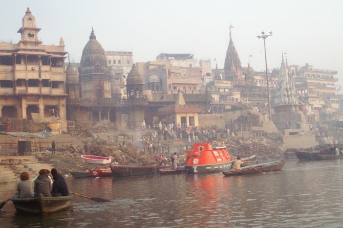 view of Varanasi from the Ganges River