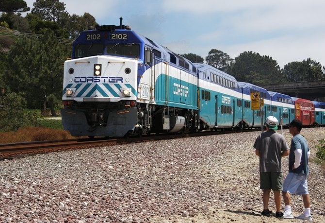 Watching the train pass in Del Mar