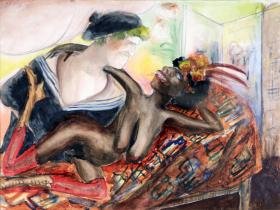 Title: Sailor with Black Nude, Artist: Otto Dix