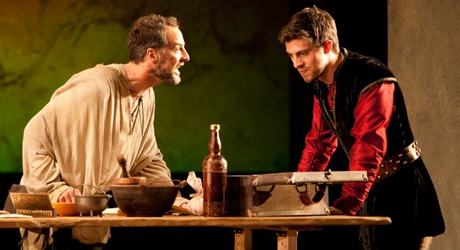 Divine Rivalry, now at the Old Globe, stars Euan Morton as Michelangelo Buonarroti and Sean Lyons as Niccolo Machiavelli. 