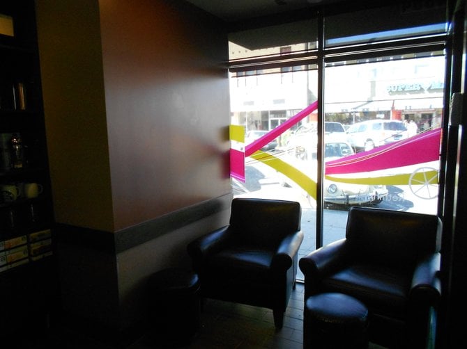 Comfy new leather chairs at Starbucks on Newport Ave. in Ocean Beach.