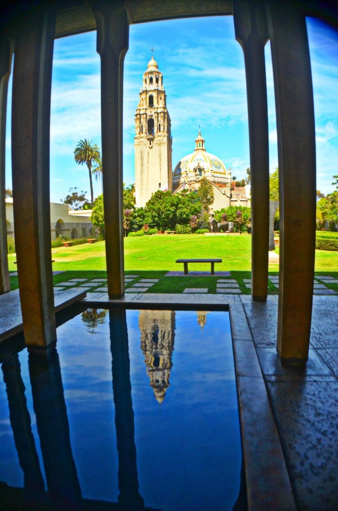 Balboa Park bell tower, view from the Sculpture Garden