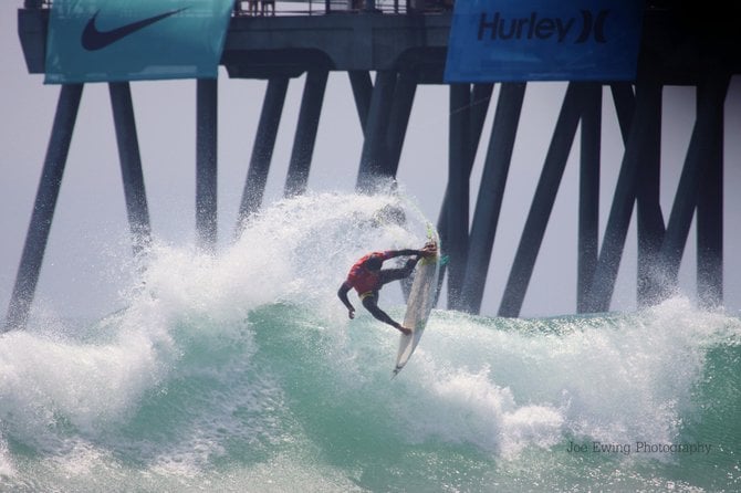 Brazilian pro surfer Miguel Pupo demonstrates why Brazil has become a powerhouse of surfing talent.  And if your wondering what happened next,  Miguel finished his maneuver and conitnued on to finish 2nd in the US open of Surfing that day.









Huntington Beach, California, USA