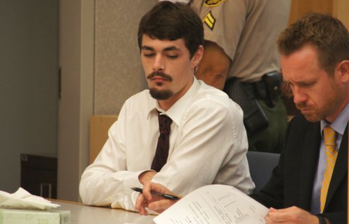 Taylor Jensen and def atty Lance Rogers.  Photo Weatherston.