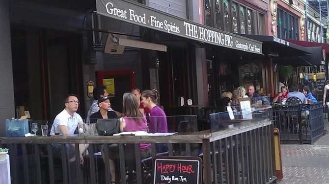 Outside the Hopping Pig