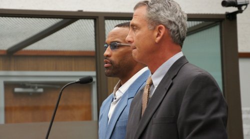 Defendant Robert Griffith and attorney Ivan Schwartz.  Photo Weatherston.