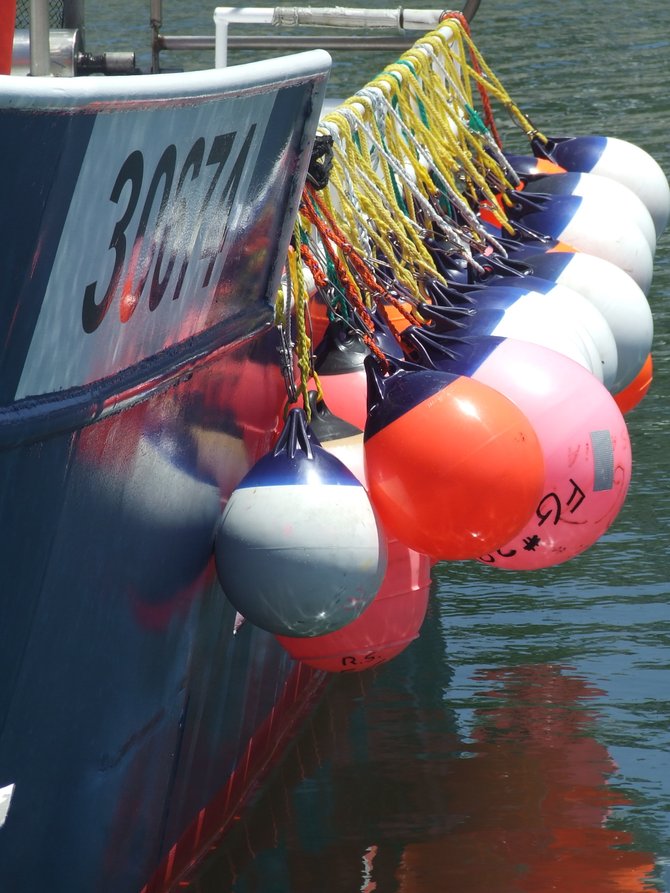 Buoys on a tuna boat.  San Diego, CA