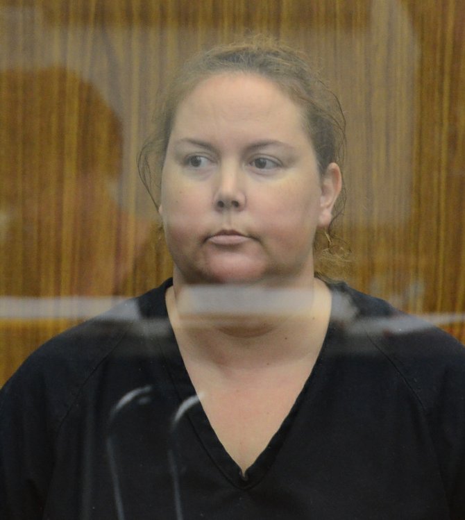 Julie Elizabeth Harper pleaded not guilty to murdering her husband with a gun.  Photo Weatherston.